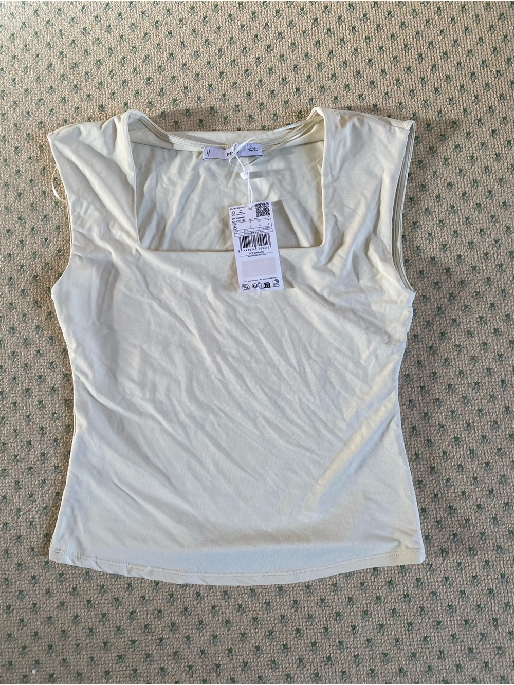 NWT Mango Women's Square Neck Tank Top - Cream - Small